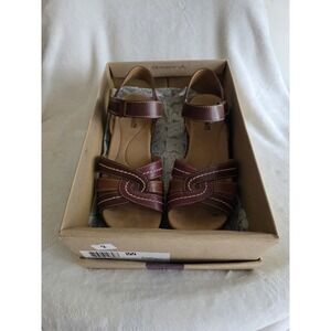Clarks Collection Women's Delana Amber Brown Multi Leather‎ Sandals Size 8M